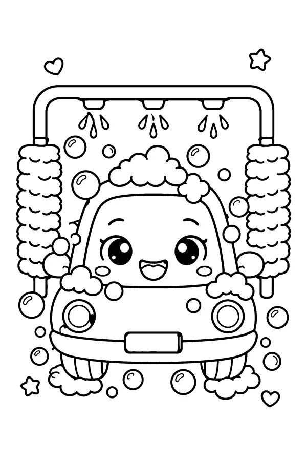 Dessin à colorier d’une voiture sous la mousse
