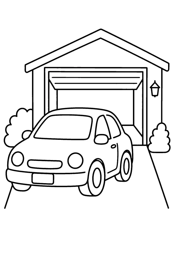 Coloriage facile d’une voiture garée dans l’allée