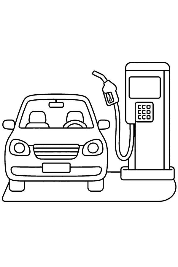 Coloriage d’une voiture à la station-service