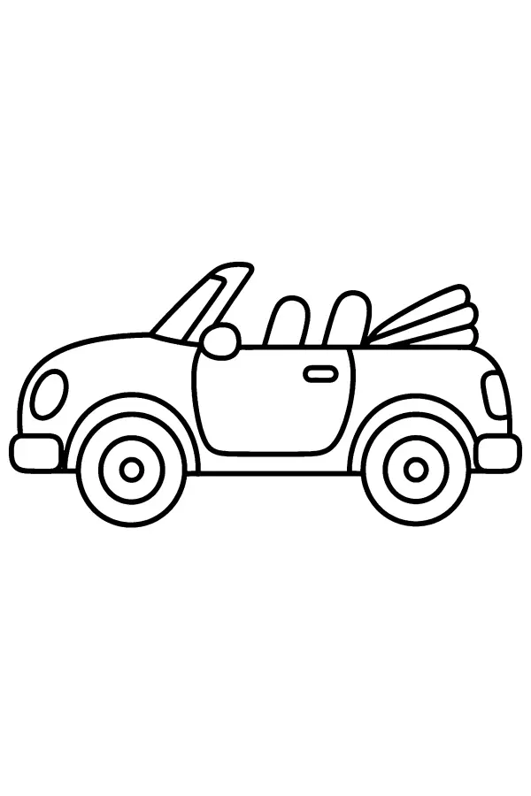 Coloriage facile d’un cabriolet à toit ouvert