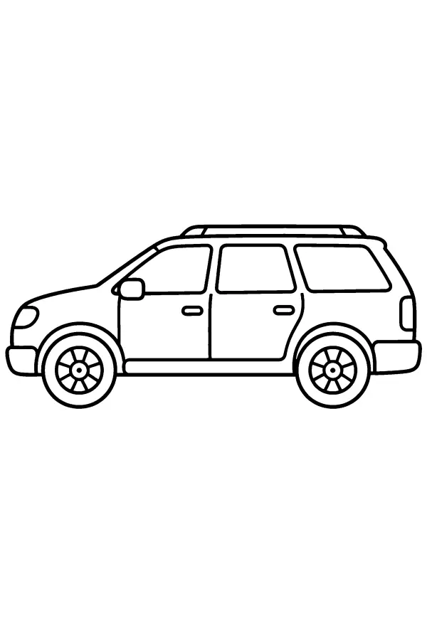 Coloriage d’une voiture break vue de profil