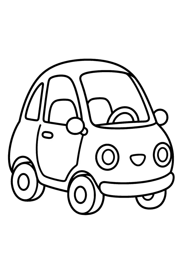 Coloriage facile d’une petite voiture bulle