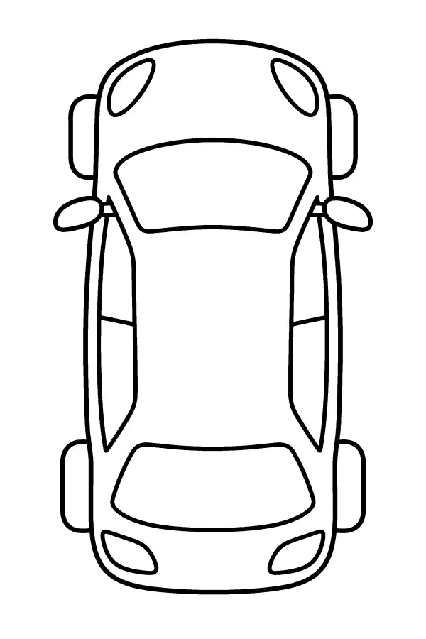 Coloriage facile d’une voiture vue du dessus
