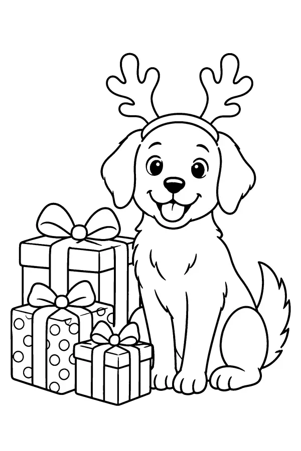 Dog in Reindeer Antlers