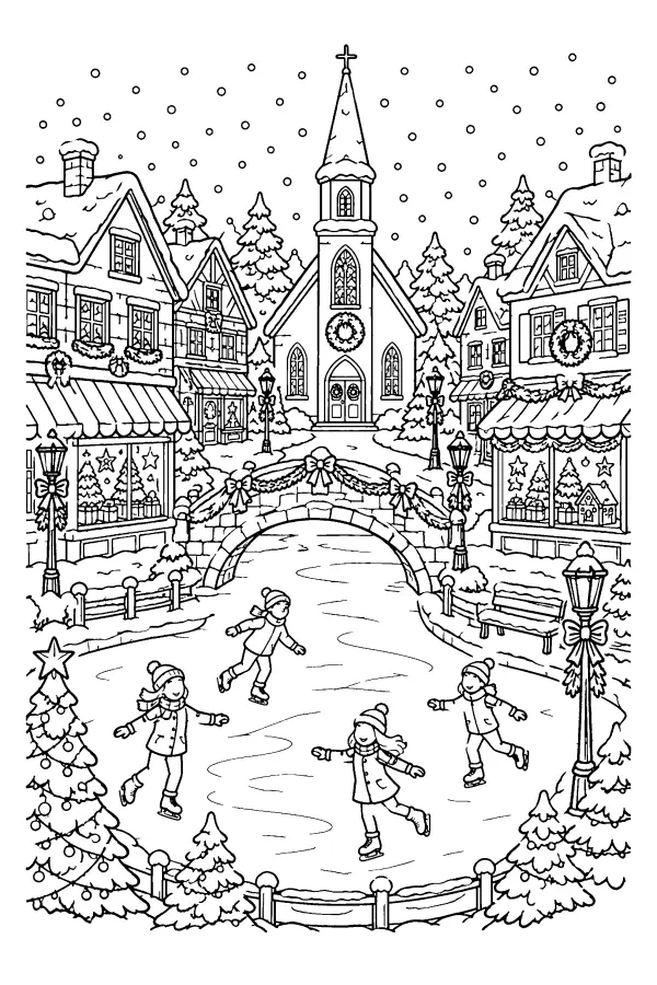 Snowy Village Square