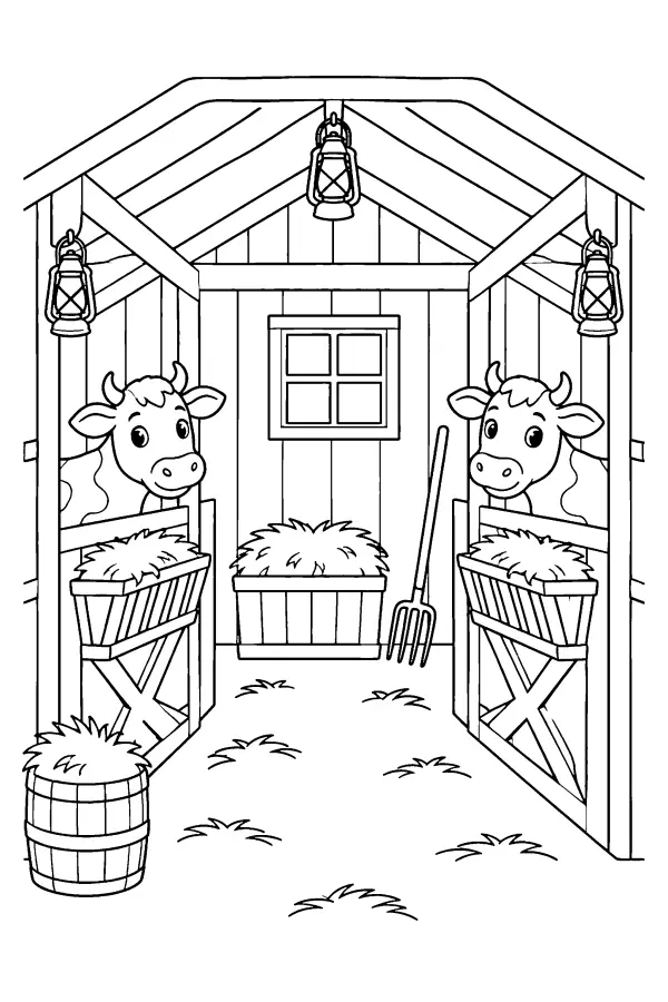 Barn Stall Cows