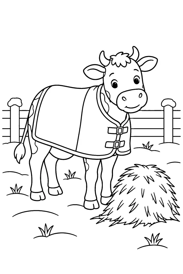 Blanketed Cow In Snow