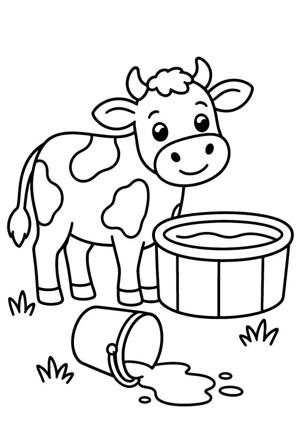 Cow and Tipped Bucket
