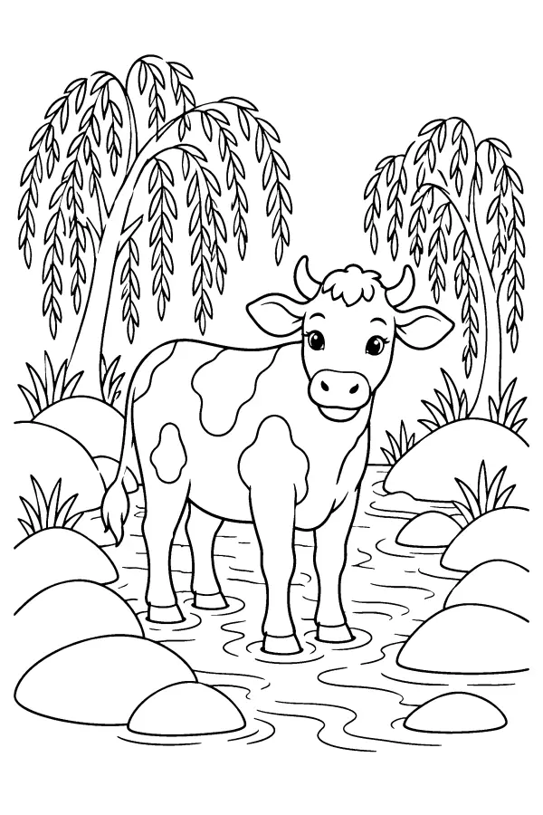 Cow In Stream
