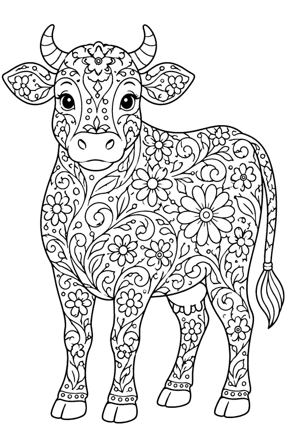 Floral Swirl Cow