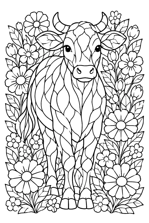 Stained Glass Cow