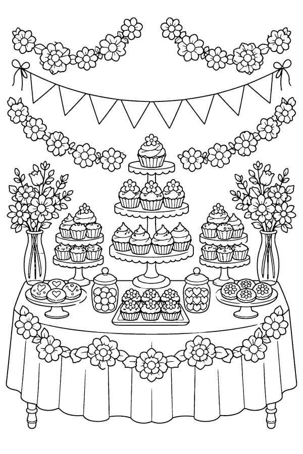 Flower Garland Dessert Table