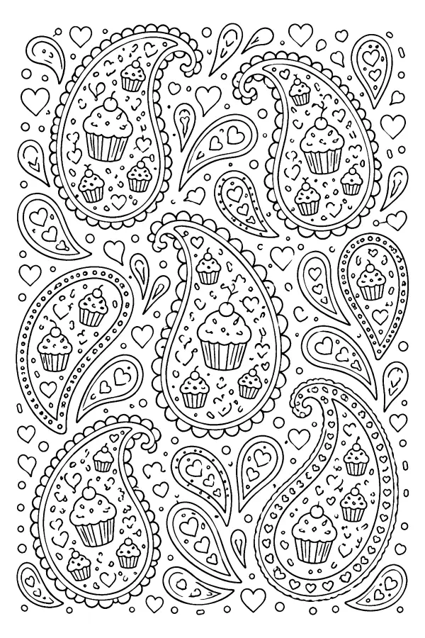 Paisley Cupcake Hearts