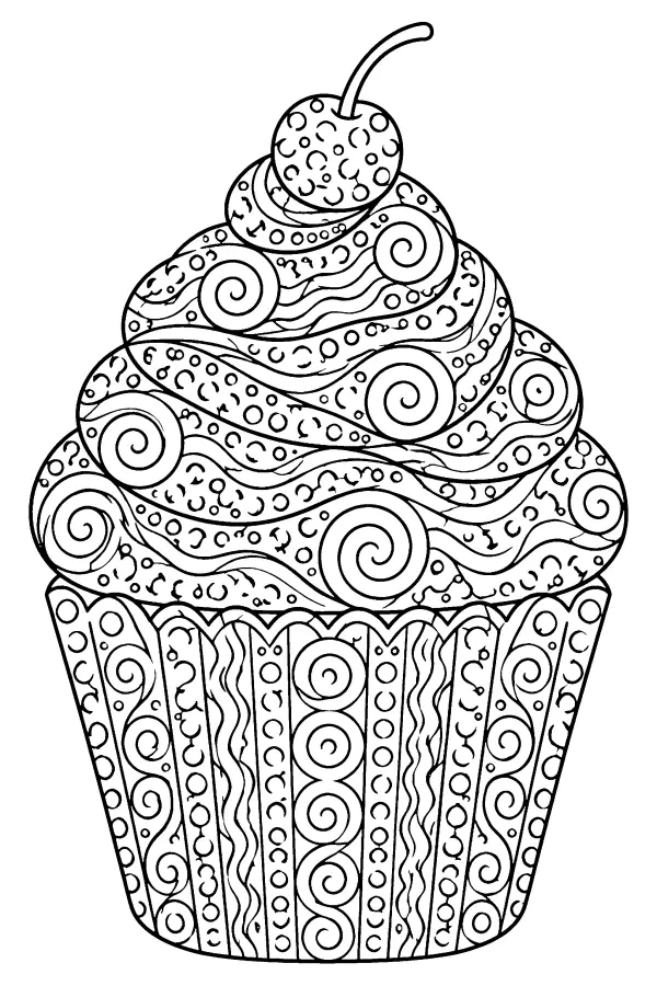 Patterned Cherry Cupcake