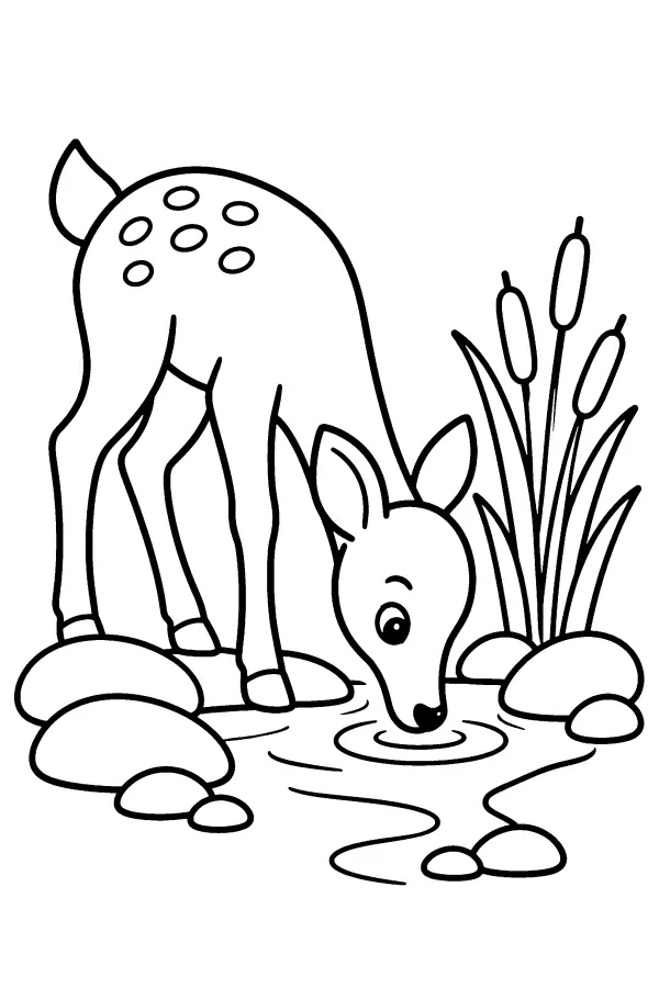 Deer By The Brook