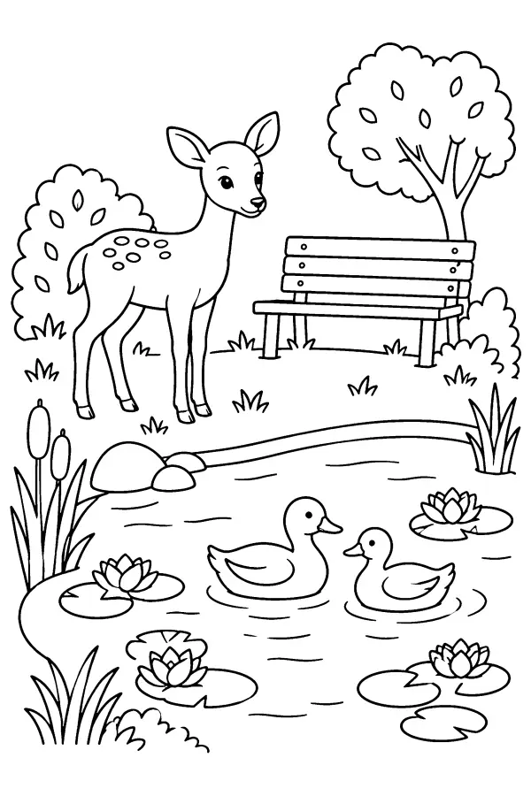 Deer By The Pond