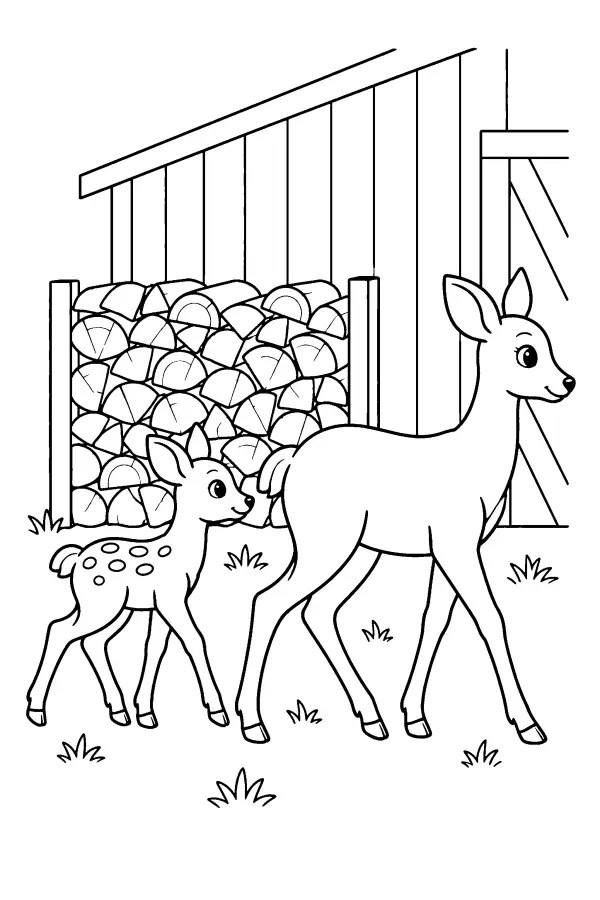 Doe By Woodpile