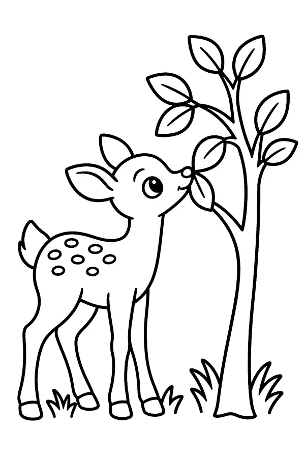 Fawn By Tree