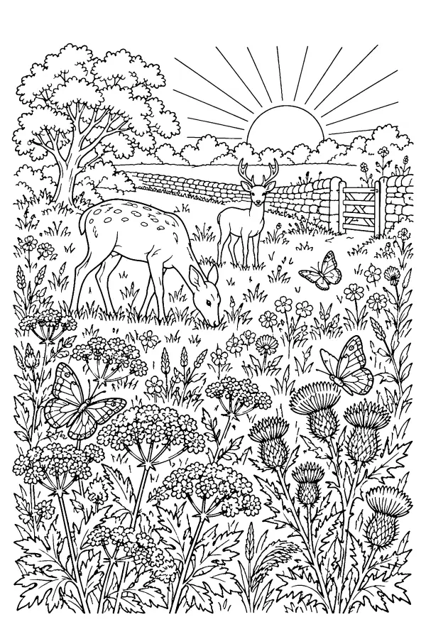 Meadow Dawn Deer