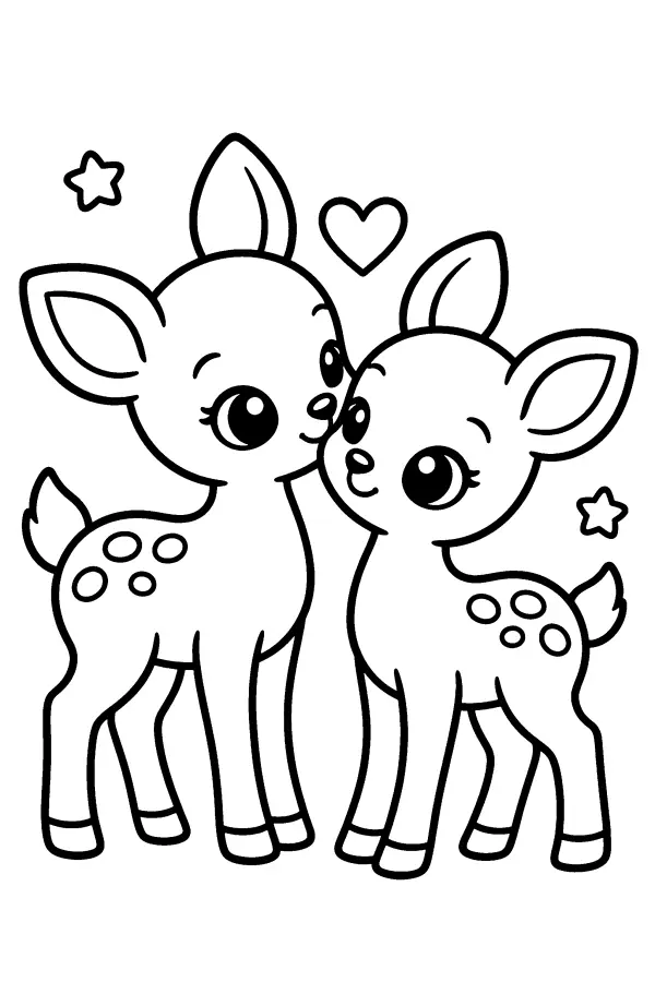 Nuzzling Fawn Pair