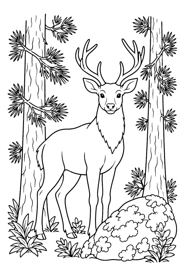 Stag Among Pines