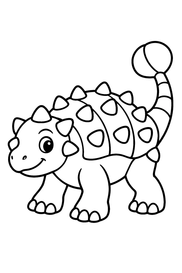 Dessin à colorier d’un dinosaure blindé à queue en massue