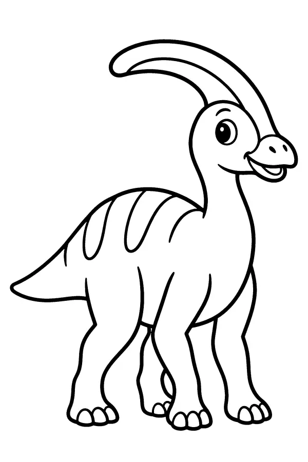 Coloriage d’un dinosaure à crête courbe et bec de canard