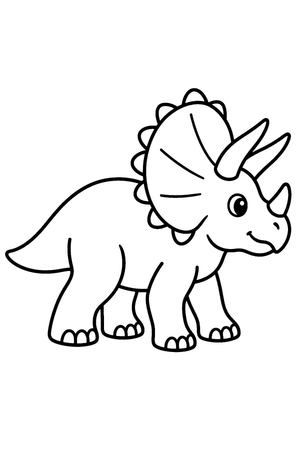Dessin à colorier d’un dinosaure à trois cornes et collerette