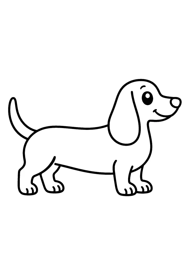 Dessin à colorier d’un chien basset debout de profil