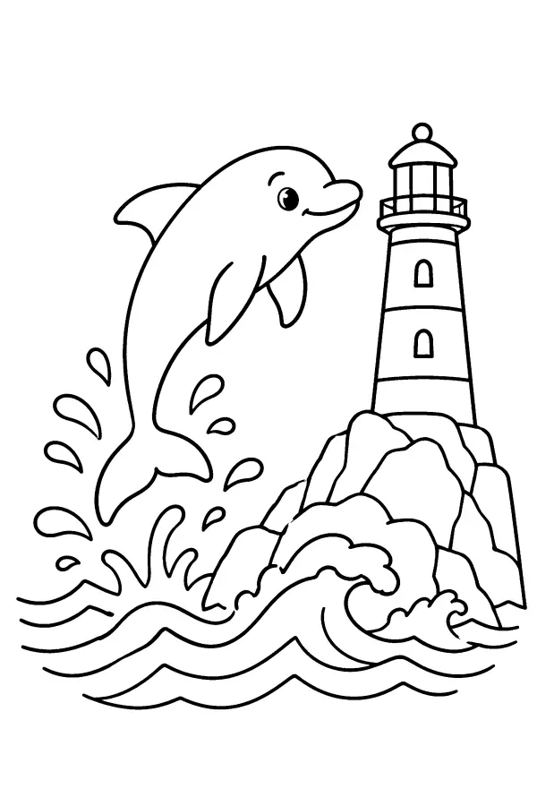 Dolphin And Lighthouse
