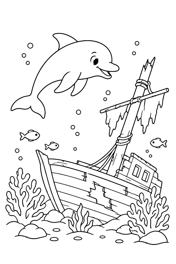 Dolphin and Shipwreck