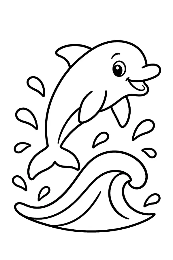 Dolphin Over Wave