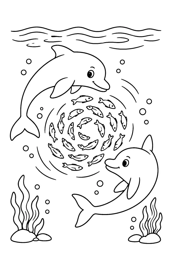 Dolphins And Fish Swirl