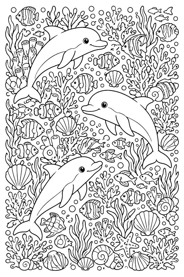Dolphins In Coral Sea