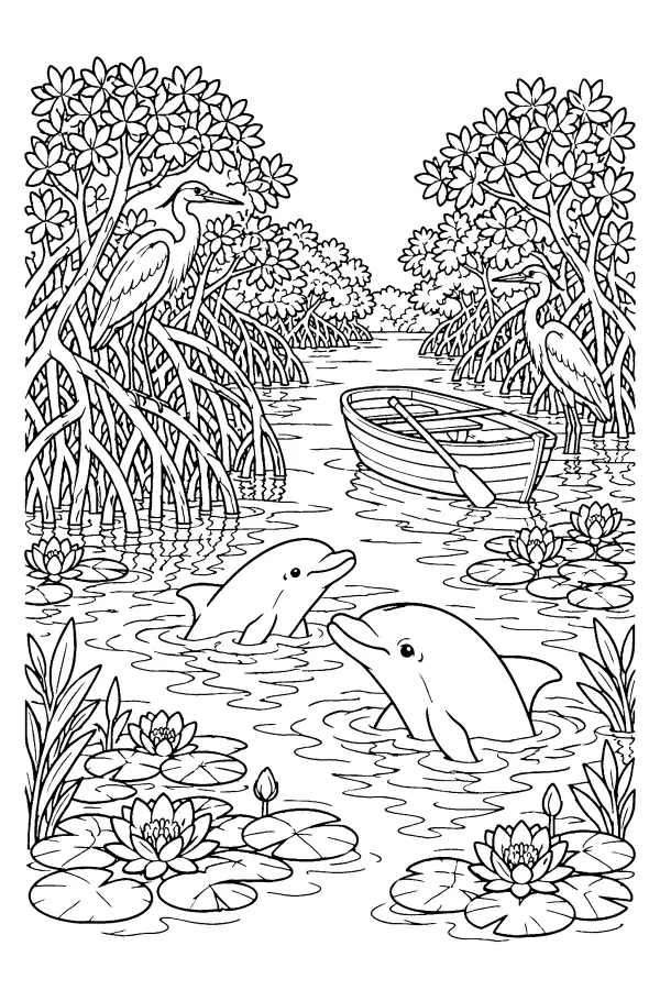 Lagoon Dolphin Scene