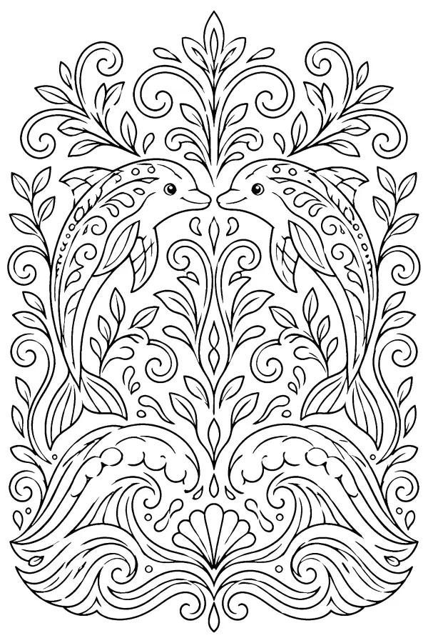 Symmetrical Dolphin Scrolls