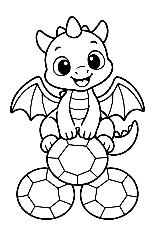 Dessin à colorier d’un dragon sur des gemmes