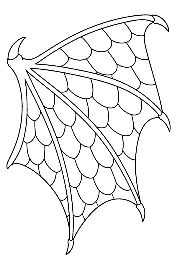 Dessin à colorier d’une aile de dragon à motifs