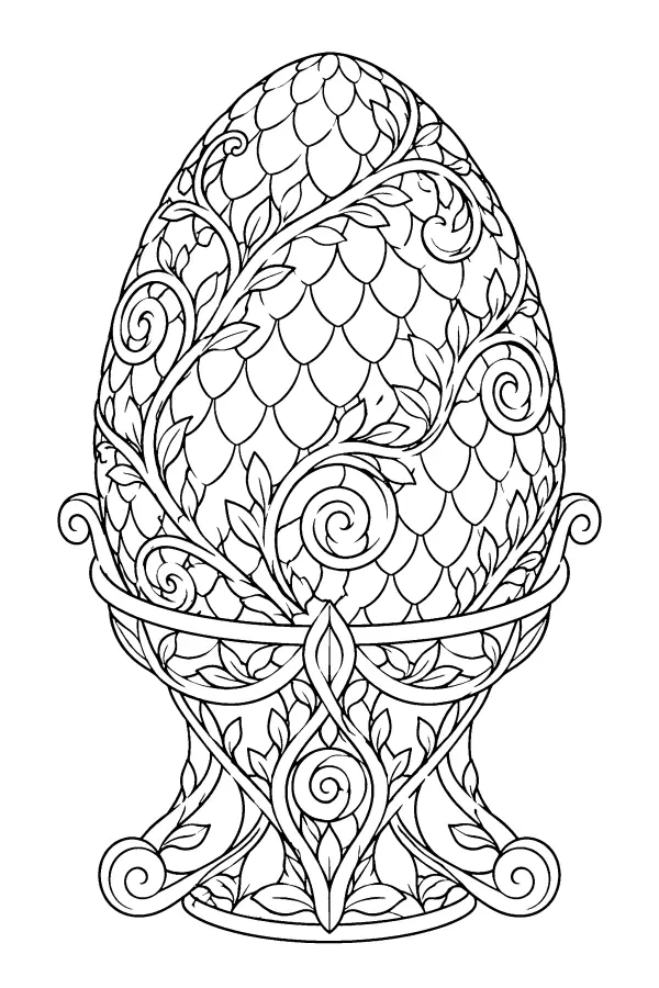 Coloriage détaillé d’un œuf de dragon orné