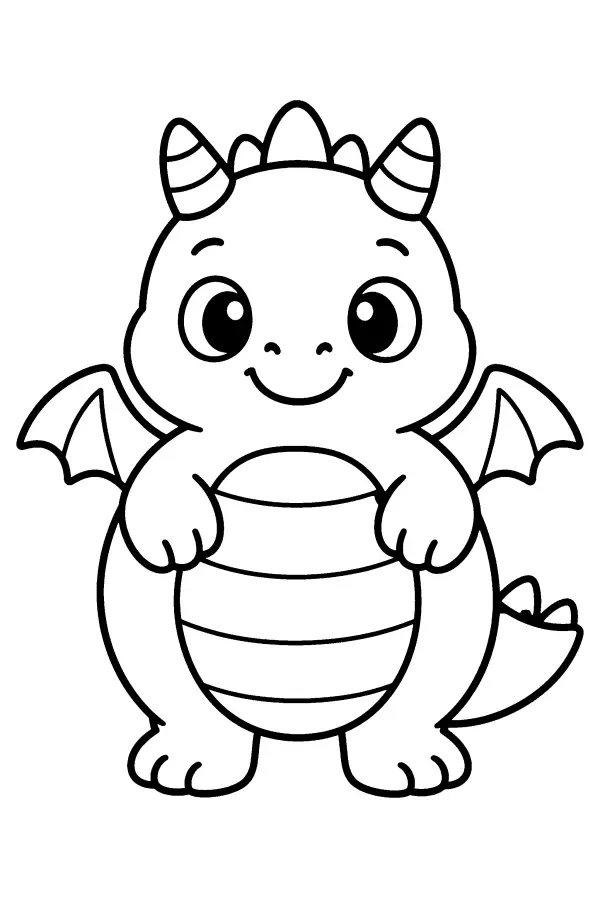 Dessin à colorier facile d’un bébé dragon rond