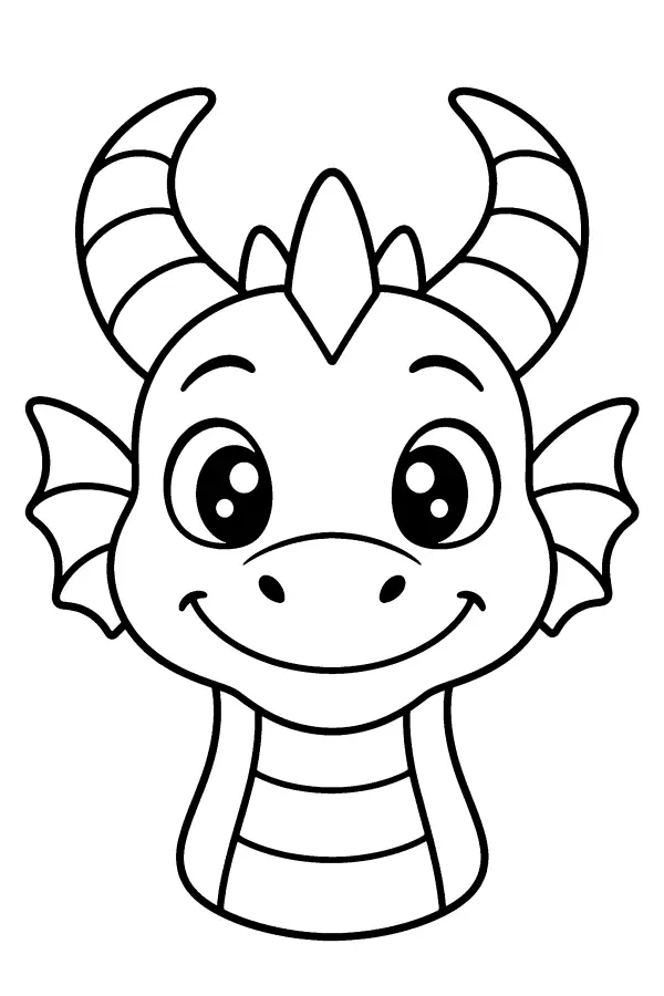 Dessin à colorier facile d’une tête de dragon