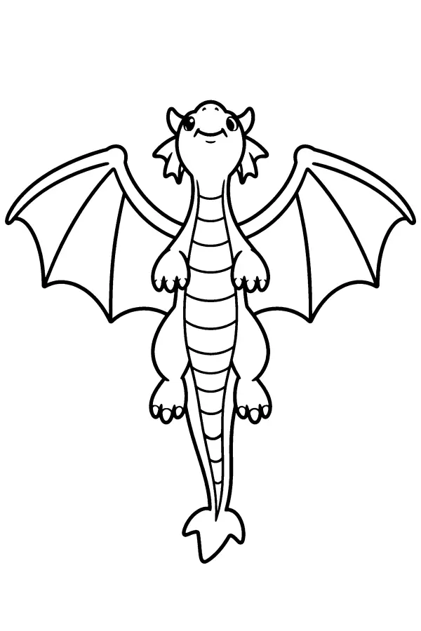Dessin à colorier d’un bébé dragon qui vole
