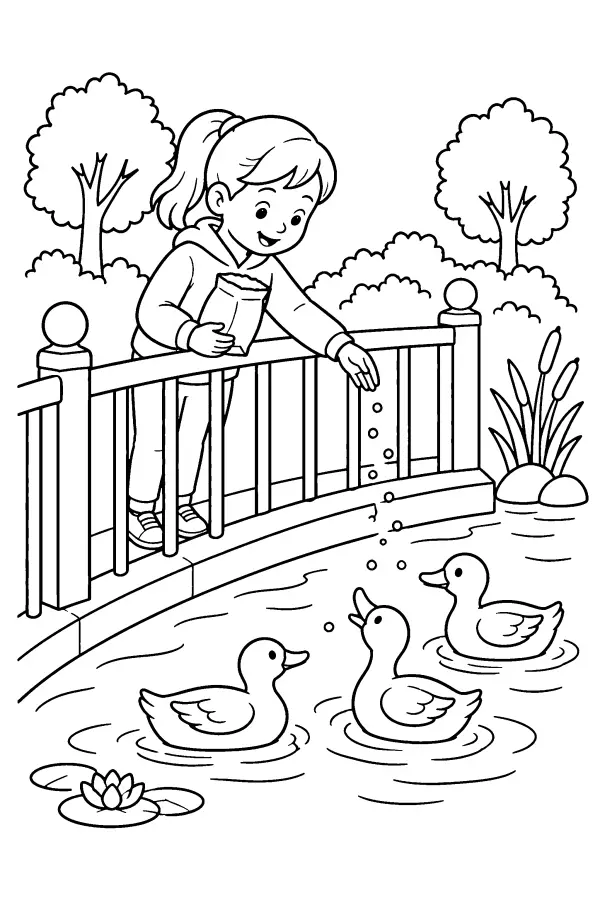 Child Feeding Ducks