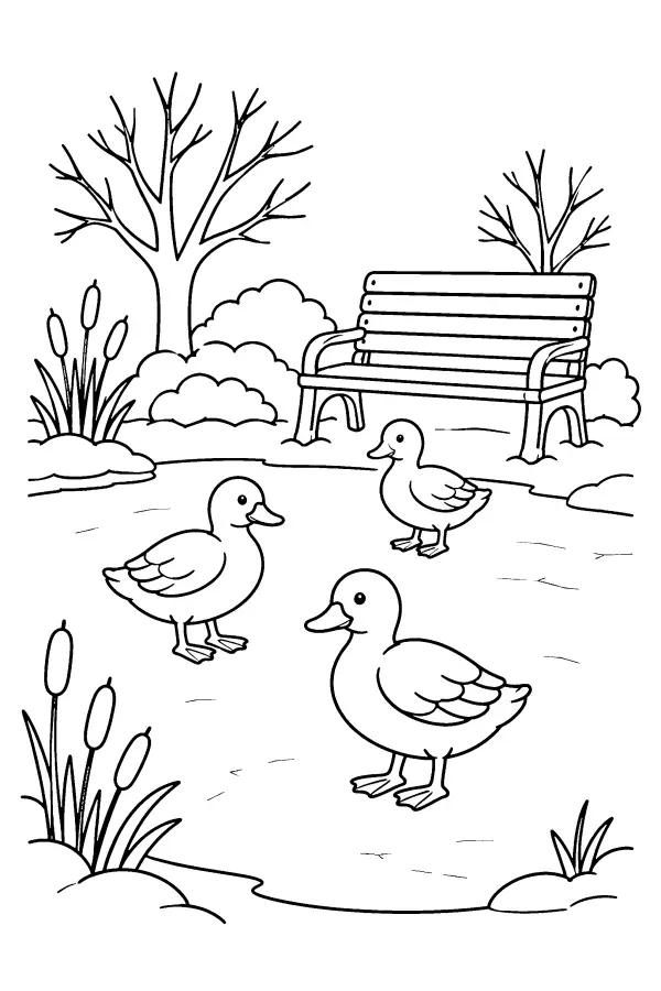 Frozen Pond Ducks