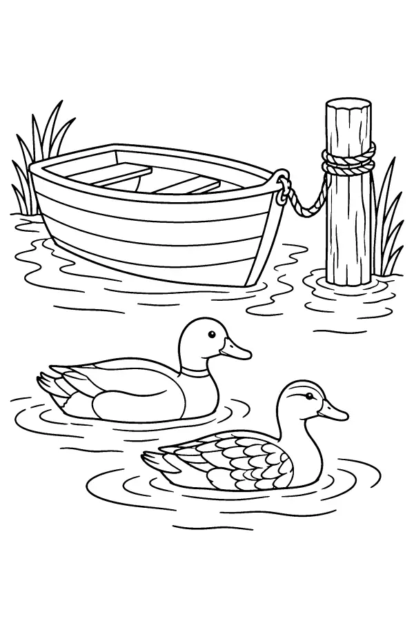 Mallard Rowboat Scene