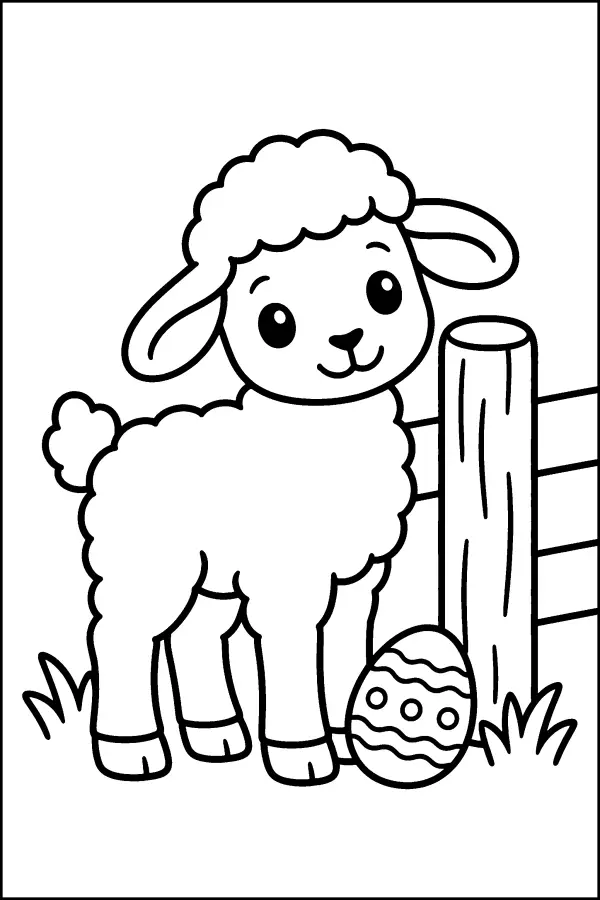 Lamb By Fence Post