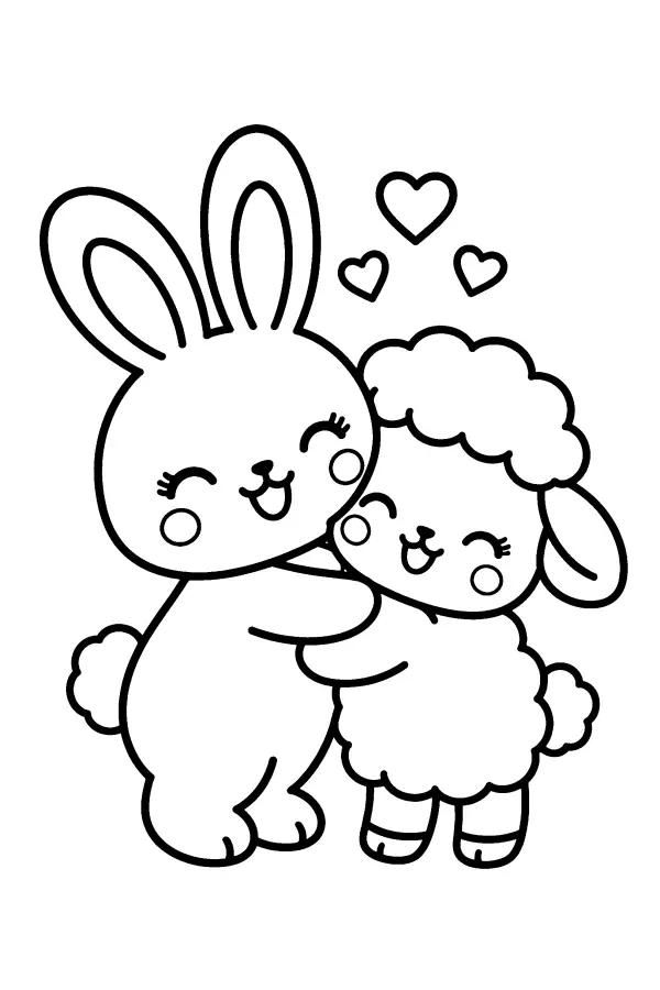 Bunny And Lamb Hug