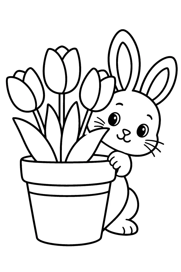 Bunny And Tulip Pot