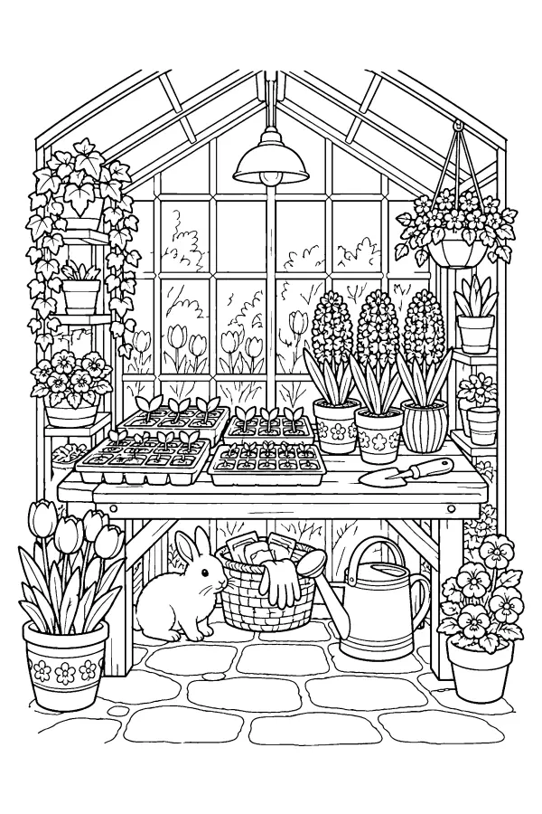 Spring Greenhouse Scene
