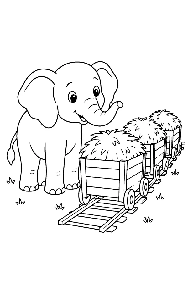 Elephant And Hay Carts